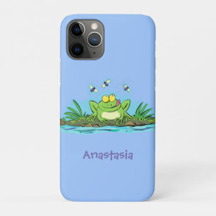 かわいいグリーン飢えたカエル漫画イラストレーション iPhone 11 PROケース