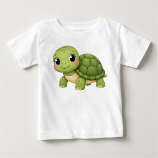 かわいいグリーン・シー・タートル・グラフィック ベビーTシャツ