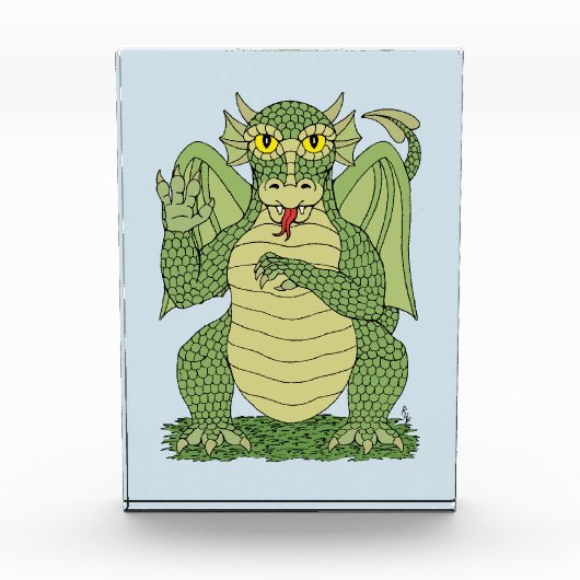 かわいいグリーン・ドラゴン フォトブロック (正面)