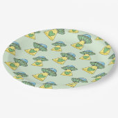 かわいいグリーンUFOパターン ペーパープレート (アングル)