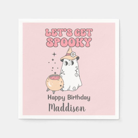 かわいいグルービーハロウィン不気味誕生日をゲットしよう スタンダードカクテルナプキン (正面)