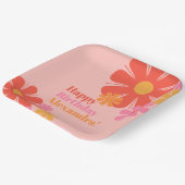かわいいグルービーレトロ花ハッピーバースデーピンク ペーパープレート (傾斜あり)