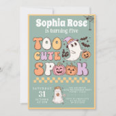 かわいいグルービー幽霊70sレトロハロウィーン誕生日 招待状 (正面)