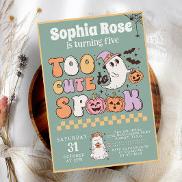 かわいいグルービー幽霊70sレトロハロウィーン誕生日 招待状