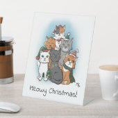 かわいいグループ写真の猫たち 台座サイン (インサイチュ)