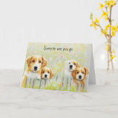 かわいいグループ犬たち退職後の新しい名刺 カード (黄色い花)