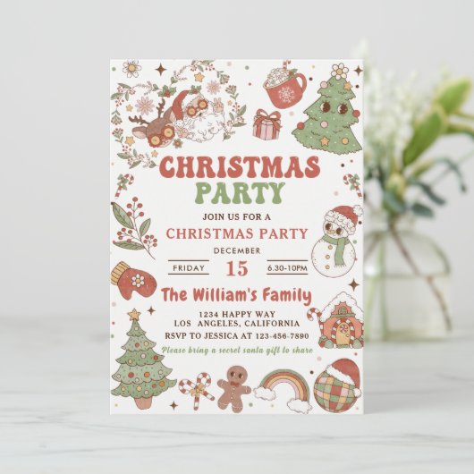 かわいいグルーヴィサンタのクリスマスパーティー 招待状 (スタンド正面)