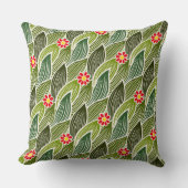 かわいいグルーヴィヒッパイレッドグリーンデイジーフローラルパターン クッション (正面)