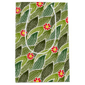 かわいいグルーヴィヒッパイレッドグリーンデイジーフローラルパターン ミディアムペーパーバッグ (正面)