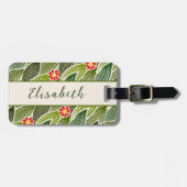 かわいいグルーヴィヒッパイレッドグリーンデイジーフローラルパターン ラゲッジタグ (正面横)