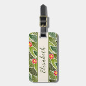 かわいいグルーヴィヒッパイレッドグリーンデイジーフローラルパターン ラゲッジタグ (正面縦)