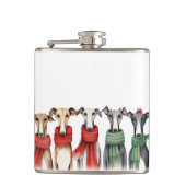 かわいいグレイハウンドとウィペット |スカーフの犬 フラスク (正面)