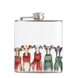 かわいいグレイハウンドとウィペット |スカーフの犬 フラスク