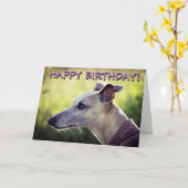 かわいいグレイハウンドによってカスタマイズ挨拶状 カード (黄色い花)