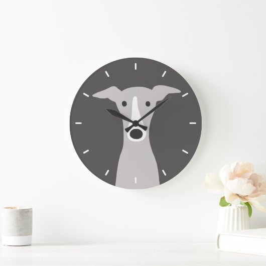 かわいいグレイハウンドイタリアングレイハウンドまたはウィペット犬 ラージ壁時計 (ホーム)