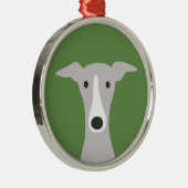 かわいいグレイハウンドイタリアン、グレイハウンドまたはウィペット犬 メタルオーナメント (右)