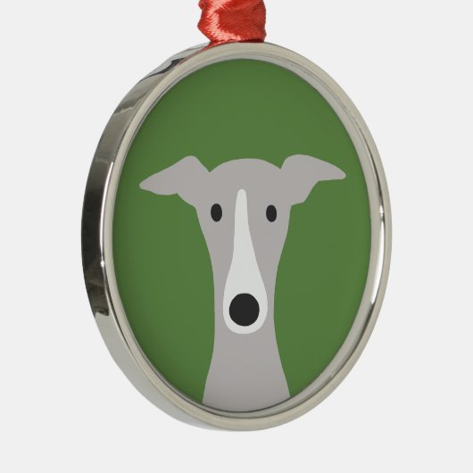 かわいいグレイハウンドイタリアン、グレイハウンドまたはウィペット犬 メタルオーナメント (右)