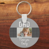 かわいいグレイ最高のハートパパ写真父の日 キーホルダー (正面)