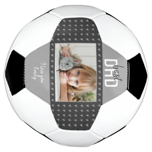 かわいいグレイ最高のハートパパ写真父の日 サッカーボール (回転)