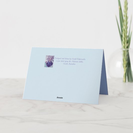 かわいいグレイ猫ネコ猫アートブルーあいさつカード カード (裏面)