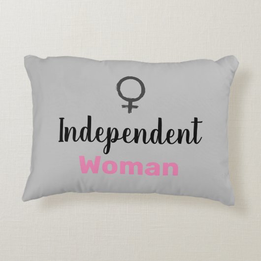 かわいいグレーとピンクの独立女性 アクセントクッション (裏面)