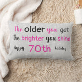 かわいいグレーとピンク70歳の誕生日 ランバークッション (ブランケット)