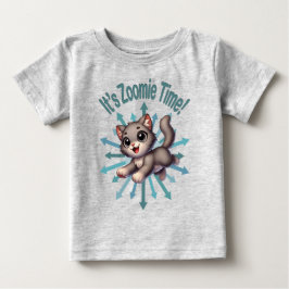 かわいいグレーとホワイトの猫 ズーミータイム ベビーTシャツ
