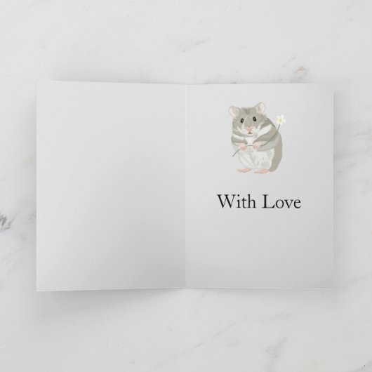 かわいいグレーと白のハムスター編集可能すぐによくなる カード (内部)