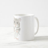 かわいいグレーと白のハムスター コーヒーマグカップ (正面右)