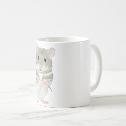 かわいいグレーと白のハムスター コーヒーマグカップ (正面右)