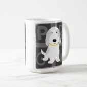 かわいいグレーと白PBGV漫画犬 コーヒーマグカップ (正面右)