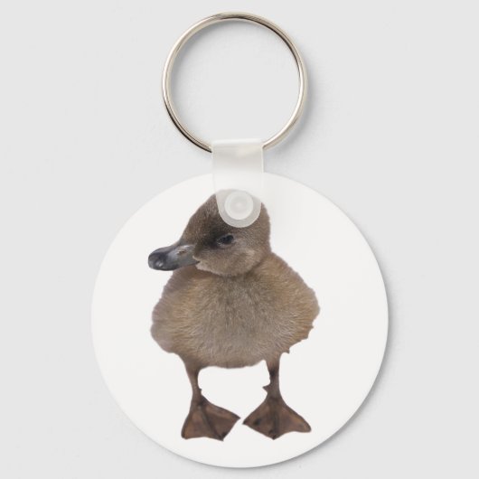 かわいいグレーのアヒルのクローズアップ写真 キーホルダー (正面)