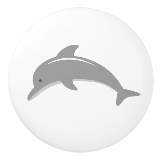 かわいいグレーのイルカ子供部屋のドアと引き出しノブ セラミックノブ (正面)