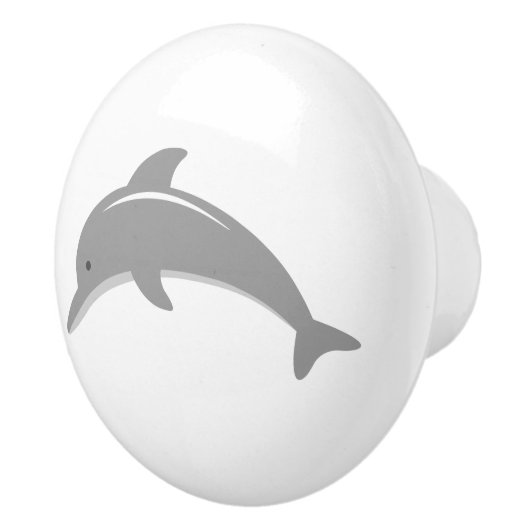 かわいいグレーのイルカ子供部屋のドアと引き出しノブ セラミックノブ (右)