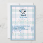 かわいいグレーのクマの男の子シャワーゲームの上または下 招待状 (正面)