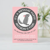 かわいいグレーのチンチラの誕生日招待状 招待状 (スタンド正面)