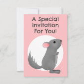 かわいいグレーのチンチラの誕生日招待状 招待状 (裏面)