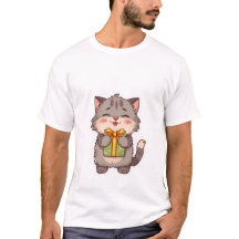 かわいいグレーの子猫が抱えるフラワーギフトボックス ✨🎁