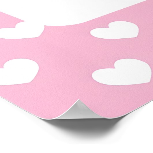 かわいいグレーの子猫とハート女の子ベビーシャワー ポスター (角)