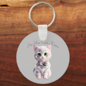 かわいいグレーの子猫を持つデザイン キーホルダー (正面)