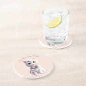 かわいいグレーの子猫を持つデザイン コースター (側面)