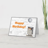 かわいいグレーの数式と計算の誕生日 カード (正面)
