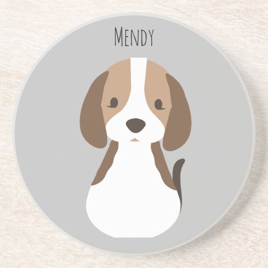 かわいいグレーの犬のパターン コースター (正面)