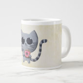 かわいいグレーの猫とドーナツ ジャンボコーヒーマグカップ (正面右)