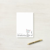 かわいいグレーの猫の名前 ポストイット (デスク上)