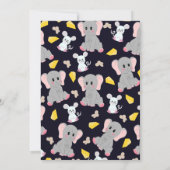 かわいいグレーの白い象のマウス ピーナッツベイビーシャワー 招待状 (裏面)