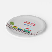 かわいいグレーの都市交通少年の誕生日パーティー ペーパープレート (アングル)