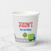 かわいいグレーの都市交通少年の誕生日パーティー 紙コップ (裏面)