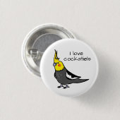 かわいいグレーの黄色のカクテル鳥 缶バッジ (正面&裏面)