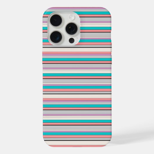 かわいいグレーアクアストライプ iPhoneケース (裏面)